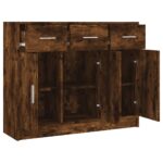 vidaXL Komoda dymový dub 91x28x75 cm kompozitné drevo – Obrázok 6