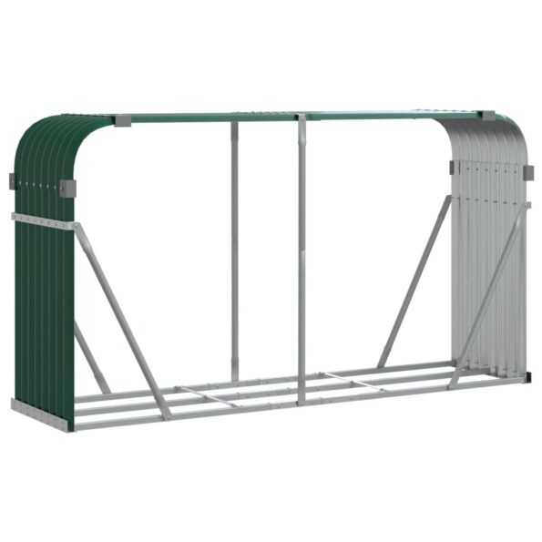 vidaXL Držiak na polená zelený 180x45x100 cm pozinkovaná oceľ – Obrázok 2