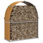 vidaXL Držiak na polená drevený vzhľad 120x45x140 cm pozinkovaná oceľ – Obrázok 3