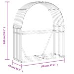 vidaXL Držiak na polená drevený vzhľad 120x45x140 cm pozinkovaná oceľ – Obrázok 9