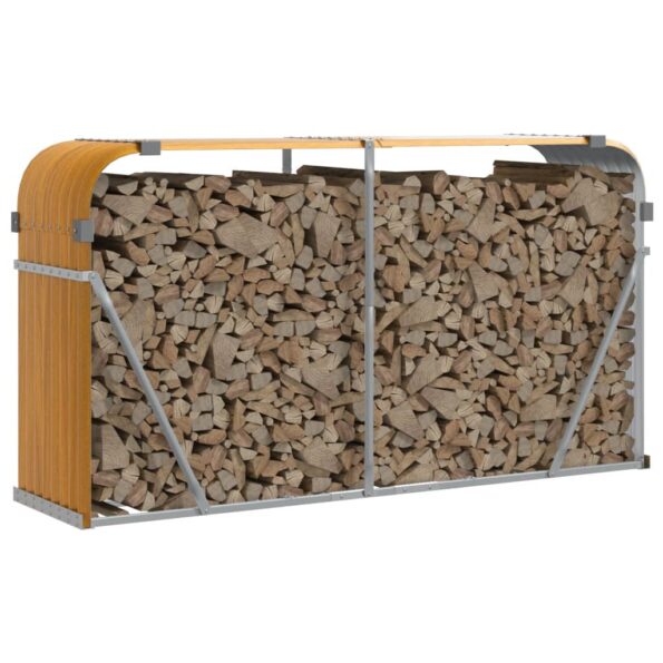 vidaXL Držiak na polená drevený vzhľad 180x45x100 cm pozinkovaná oceľ – Obrázok 3