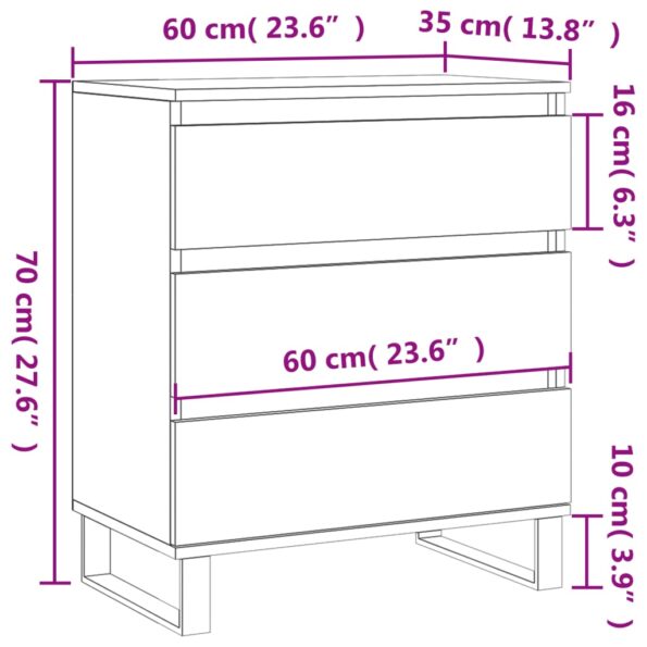 vidaXL Komoda dymový dub 60x35x70 cm spracované drevo – Obrázok 11