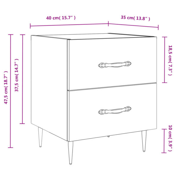 vidaXL Nočný stolík sivý sonoma 40x35x47,5 cm kompozitné drevo – Obrázok 12