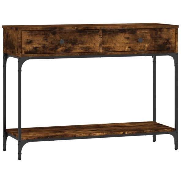 vidaXL Konzolový stolík dymový dub 100x34,5x75 cm kompozitné drevo – Obrázok 2