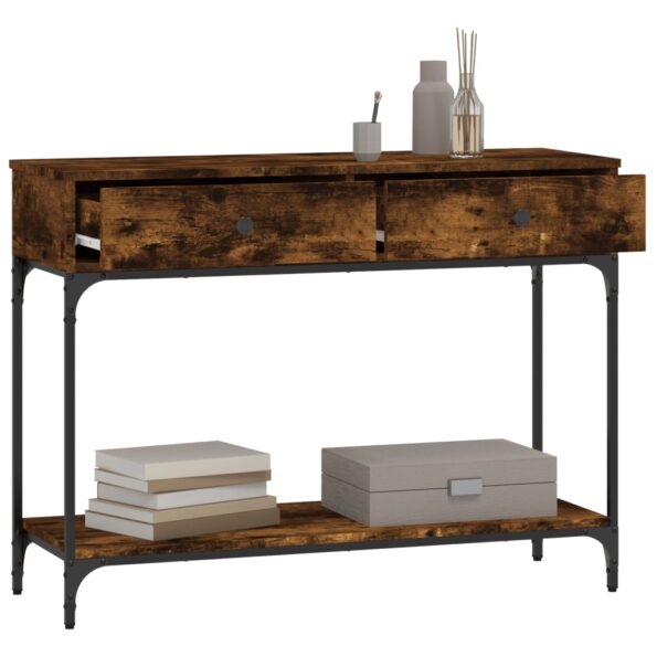 vidaXL Konzolový stolík dymový dub 100x34,5x75 cm kompozitné drevo – Obrázok 4