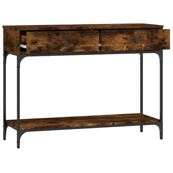 vidaXL Konzolový stolík dymový dub 100x34,5x75 cm kompozitné drevo – Obrázok 8
