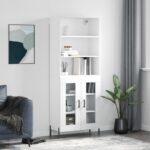 vidaXL Vysoká skrinka biela 69,5x34x180 cm spracované drevo