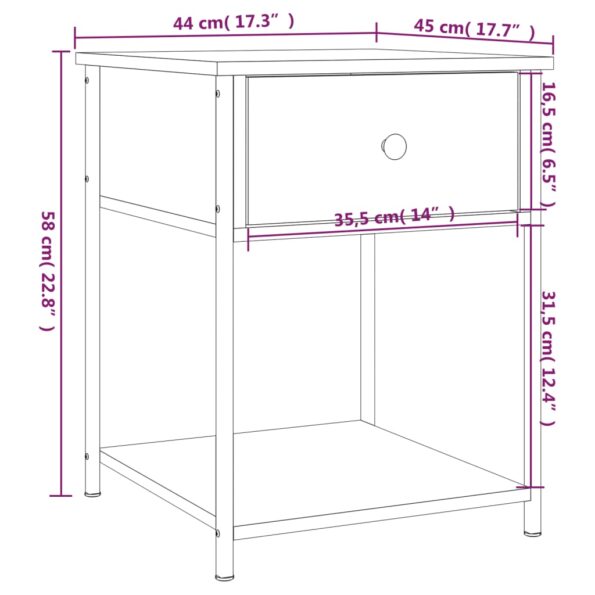 vidaXL Nočný stolík dymový dub 44x45x58 cm kompozitné drevo – Obrázok 10