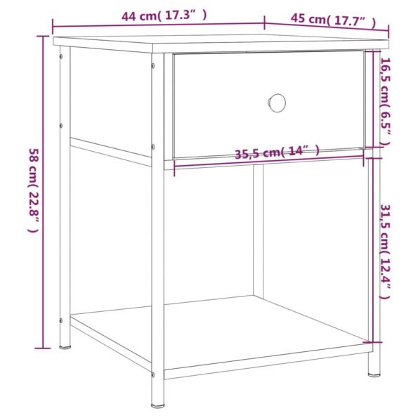 vidaXL Nočné stolíky 2 ks dymový dub 44x45x58 cm kompozitné drevo – Obrázok 12
