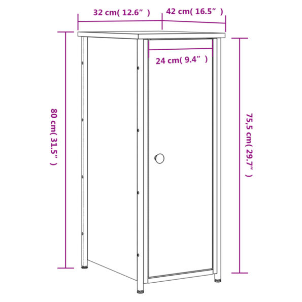 vidaXL Nočný stolík dymový dub 32x42x80 cm kompozitné drevo – Obrázok 12
