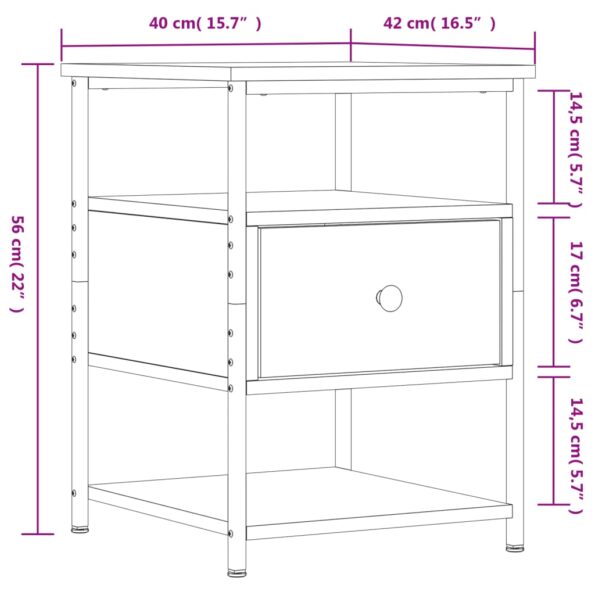 vidaXL Nočné stolíky 2 ks dymový dub 40x42x56 cm kompozitné drevo – Obrázok 12