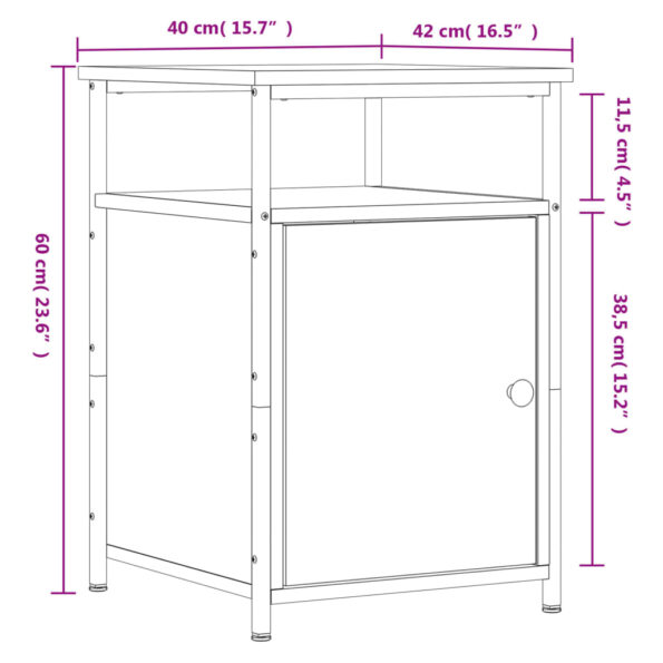 vidaXL Nočný stolík dymový dub 40x42x60 cm kompozitné drevo – Obrázok 12