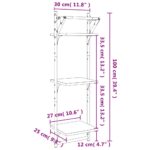 vidaXL 3-poschodové nástenné police s tyčami 2 ks čierne 30x25x100 cm – Obrázok 9