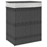 vidaXL Kôš na bielizeň s vekom sivý 46x33x60 cm polyratan – Obrázok 2