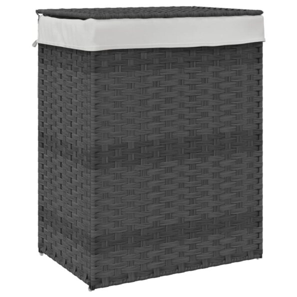 vidaXL Kôš na bielizeň s vekom sivý 46x33x60 cm polyratan – Obrázok 2