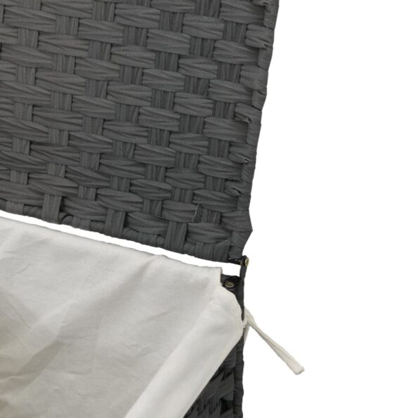 vidaXL Kôš na bielizeň s vekom sivý 46x33x60 cm polyratan – Obrázok 8