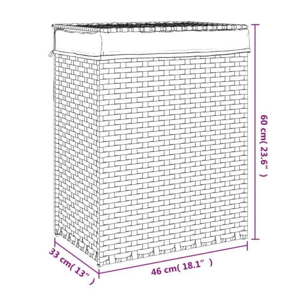 vidaXL Kôš na bielizeň s vekom sivý 46x33x60 cm polyratan – Obrázok 9
