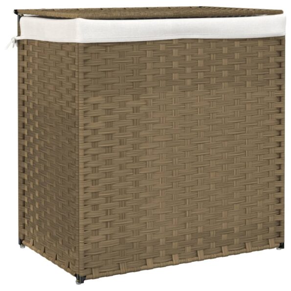 vidaXL Kôš na bielizeň s 2 priehradkami 53x35x57 cm polyratan – Obrázok 2