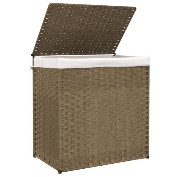 vidaXL Kôš na bielizeň s 2 priehradkami 53x35x57 cm polyratan – Obrázok 4