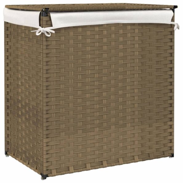 vidaXL Kôš na bielizeň s 2 priehradkami 53x35x57 cm polyratan – Obrázok 6