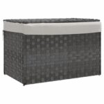 vidaXL Kôš na bielizeň s vekom sivý 55,5x35x34 cm polyratan – Obrázok 2