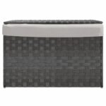 vidaXL Kôš na bielizeň s vekom sivý 55,5x35x34 cm polyratan – Obrázok 3