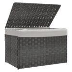 vidaXL Kôš na bielizeň s vekom sivý 55,5x35x34 cm polyratan – Obrázok 4