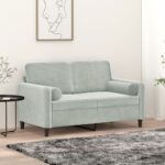 vidaXL 2-miestna pohovka s vankúšmi svetlosivá 120 cm zamat