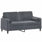 vidaXL 2-miestna pohovka s vankúšmi tmavosivá 140 cm zamat – Obrázok 3