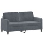 vidaXL 2-miestna pohovka s vankúšmi tmavosivá 140 cm zamat – Obrázok 4