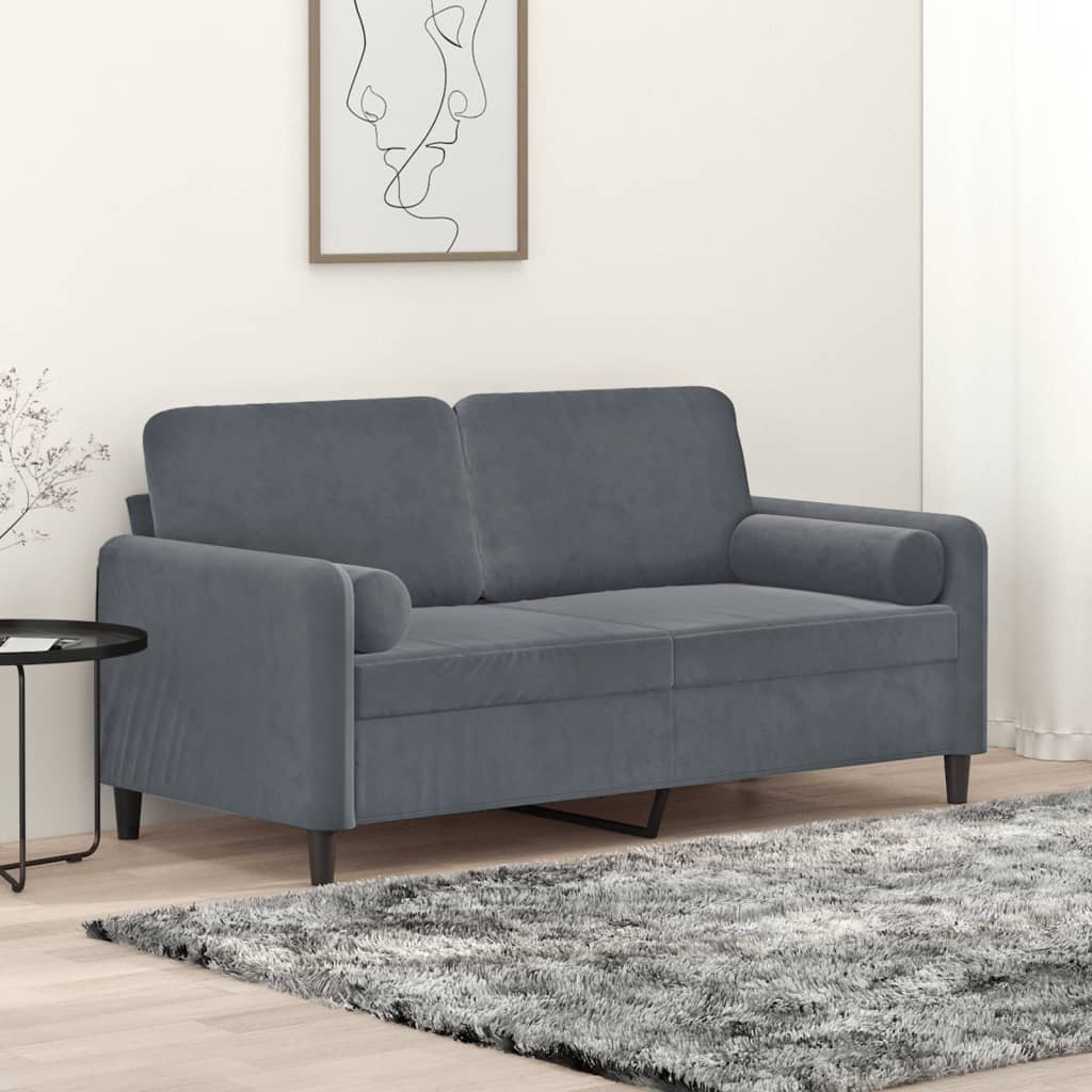 VXL8721012058491_m_en_hd_1.jpg vidaXL 2-miestna pohovka s vankúšmi tmavosivá 140 cm zamat – Obrázok 1