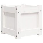 vidaXL Záhradný kvetináč biely 31x31x31 cm masívna borovica – Obrázok 2
