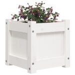 vidaXL Záhradný kvetináč biely 31x31x31 cm masívna borovica – Obrázok 4