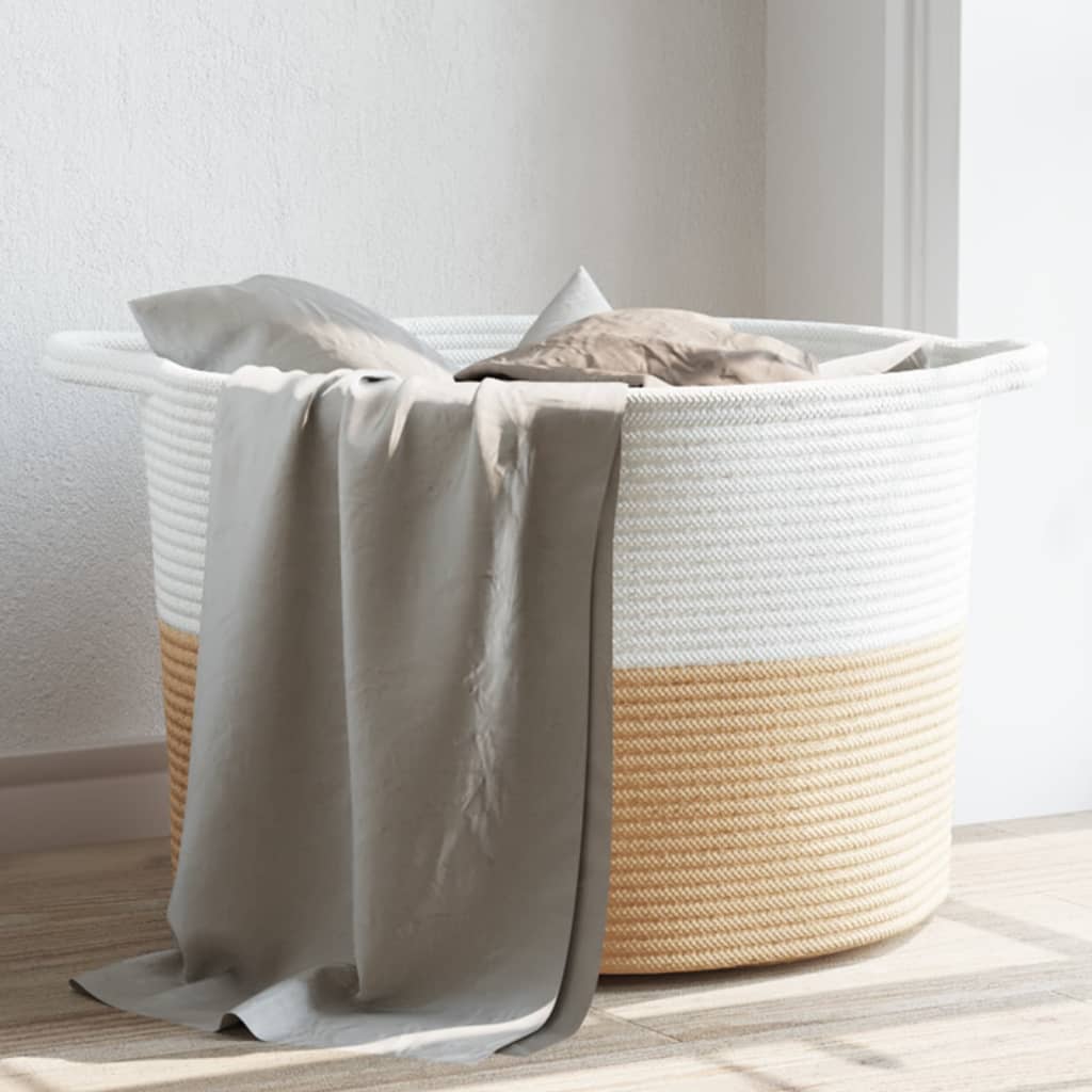 VXL8721012086876_m_en_hd_1.jpg vidaXL Kôš na bielizeň béžovo-biely Ø55x36 cm bavlna – Obrázok 1