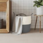 vidaXL Úložný kôš sivobiely Ø43x38 cm bavlna – Obrázok 3