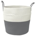vidaXL Úložný kôš sivobiely Ø43x38 cm bavlna – Obrázok 4
