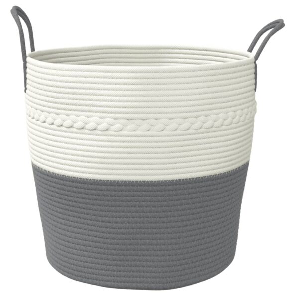 vidaXL Úložný kôš sivobiely Ø43x38 cm bavlna – Obrázok 4