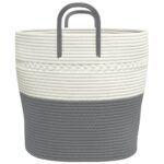 vidaXL Úložný kôš sivobiely Ø43x38 cm bavlna – Obrázok 5