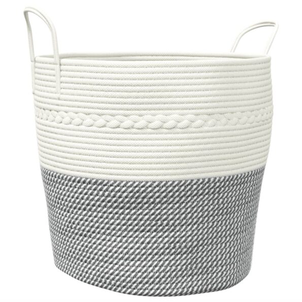 vidaXL Úložný kôš sivobiely Ø43x38 cm bavlna – Obrázok 2