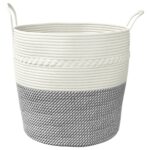 vidaXL Úložný kôš sivobiely Ø43x38 cm bavlna – Obrázok 4