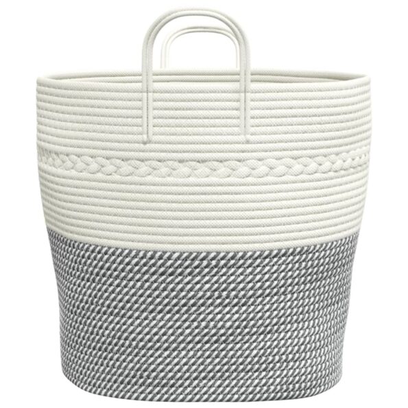vidaXL Úložný kôš sivobiely Ø43x38 cm bavlna – Obrázok 5