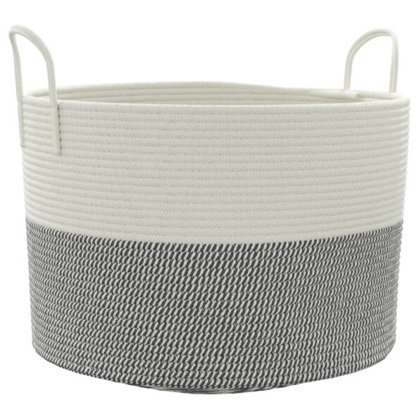 vidaXL Úložný kôš sivobiely Ø51x33 cm bavlna – Obrázok 2