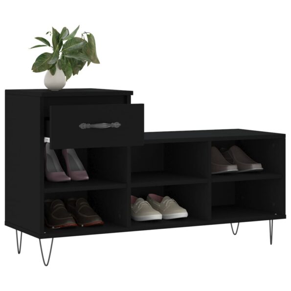 vidaXL Botník čierny 102x36x60 cm spracované drevo – Obrázok 4