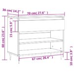 vidaXL Botník biely 70x36x60 cm spracované drevo – Obrázok 11