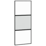 vidaXL Posuvné dvere čierne 90x205 cm tvrdené sklo a hliník – Obrázok 2