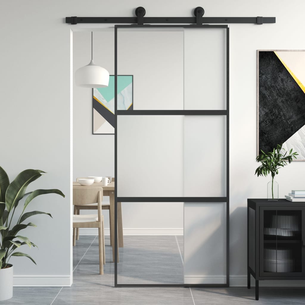 VXL8721012120365_m_en_hd_1.jpg vidaXL Posuvné dvere čierne 90x205 cm tvrdené sklo a hliník – Obrázok 1