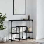 vidaXL Konzolový stolík čierny 89,5x28x76 cm kompozitné drevo
