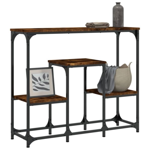vidaXL Konzolový stolík dymový dub 89,5x28x76 cm kompozitné drevo – Obrázok 3