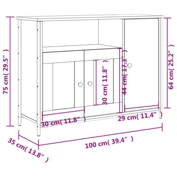 vidaXL Komoda čierna 100x35x75 cm kompozitné drevo – Obrázok 11