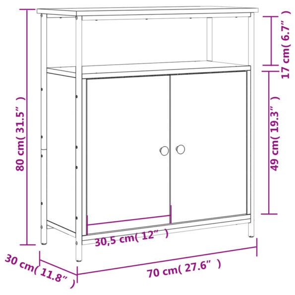 vidaXL Komoda dymový dub 70x30x80 cm kompozitné drevo – Obrázok 11